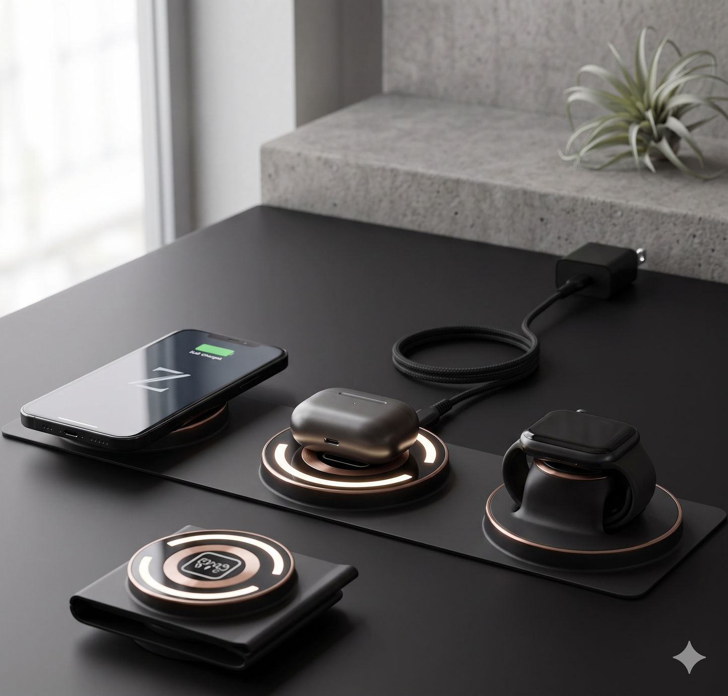 Travel-Friendly Charging Solution  – Ultra-Slim 3-In-1 Foldable Wireless Fast Charger