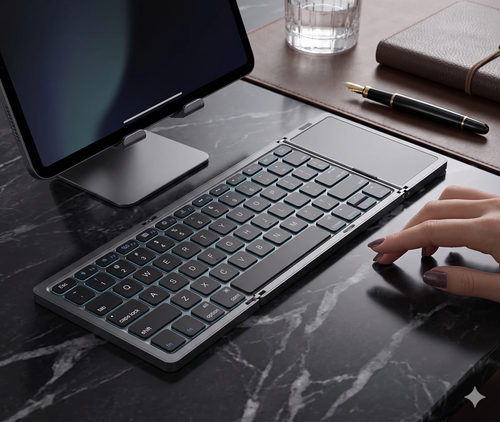 Smart Foldable Wireless Keyboard with Touchpad – Universal Compatibility for All Devices