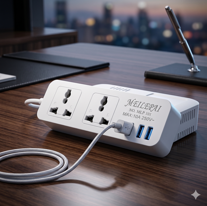 Universal Power Extension with USB Ports – Smart Charging Multi Socket Board