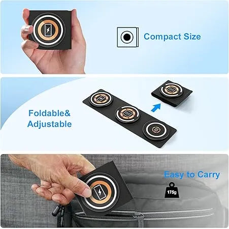 Travel-Friendly Charging Solution  – Ultra-Slim 3-In-1 Foldable Wireless Fast Charger