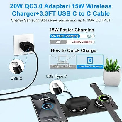 Travel-Friendly Charging Solution  – Ultra-Slim 3-In-1 Foldable Wireless Fast Charger