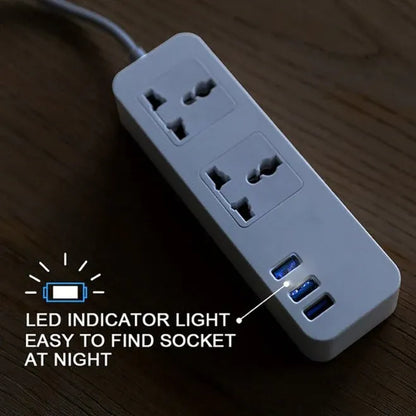 Universal Power Extension with USB Ports – Smart Charging Multi Socket Board