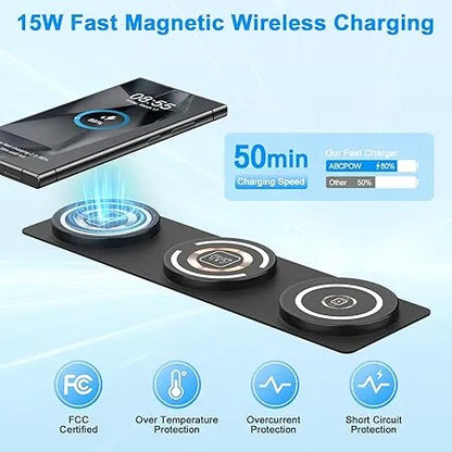 Travel-Friendly Charging Solution  – Ultra-Slim 3-In-1 Foldable Wireless Fast Charger
