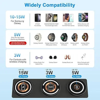 Travel-Friendly Charging Solution  – Ultra-Slim 3-In-1 Foldable Wireless Fast Charger