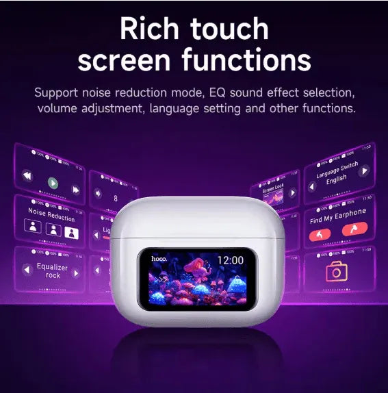 Smart Touch Screen Bluetooth Earbuds Hoco EW72 – Wireless, Noise Reduction, Hi-Fi Audio [Limited Time Offer]