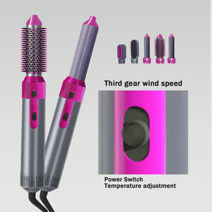 Professional 5-in-1 Hot Air Brush – Dry, Curl, Straighten & Volumize