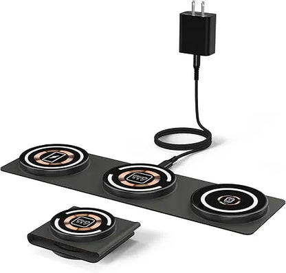 Travel-Friendly Charging Solution  – Ultra-Slim 3-In-1 Foldable Wireless Fast Charger